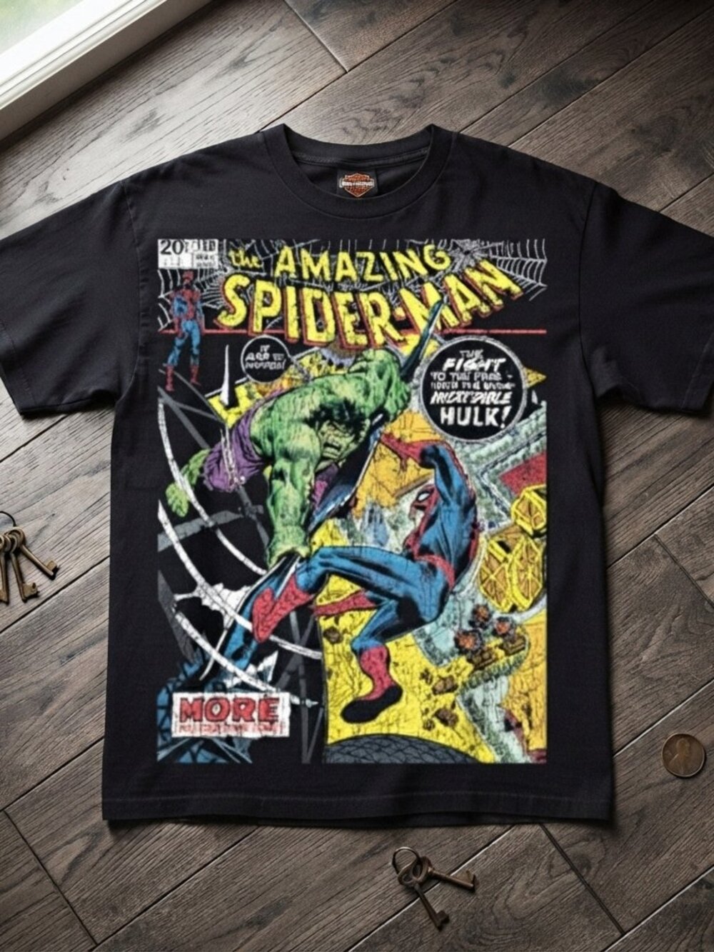 The Amazing Spider Man vs Incredible Hulk Comic Book Graphic Vintage Black T-Shi